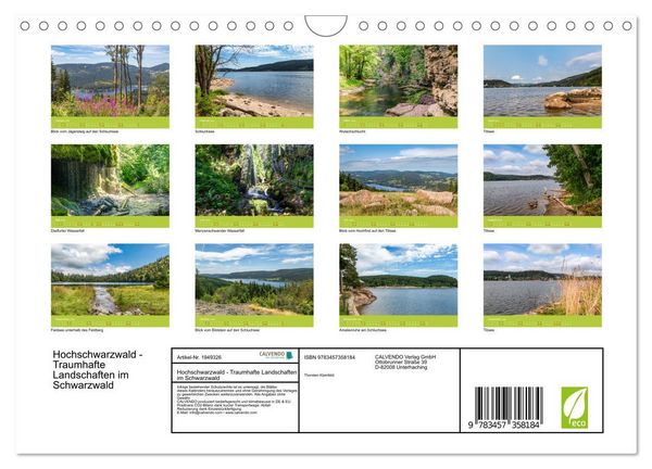Produktbild: Hochschwarzwald - Traumhafte Landschaften im Schwarzwald (Wandkalender 2026 DIN A4 quer), CALVENDO Monatskalender