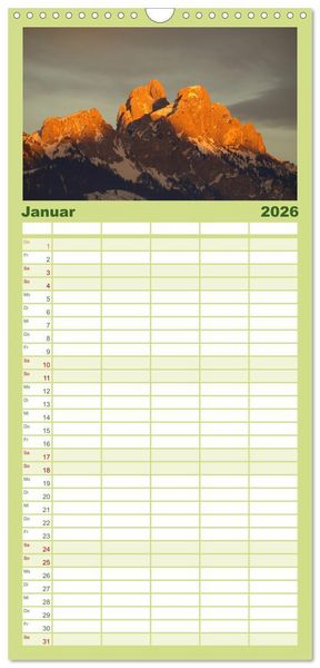 Produktbild: Familienplaner 2026 - Bergerlebnisse im Tannheimer Tal mit 5 Spalten (Wandkalender, 21 x 45 cm) CALVENDO