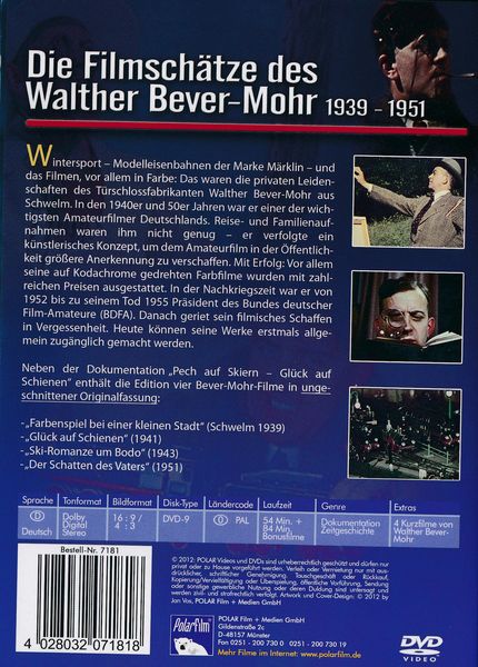 Produktbild: Pech auf Skiern, Gl&uuml;ck auf Schienen - Die Filmsch&auml;tze des Walther Bever-Mohr 1939 - 1951