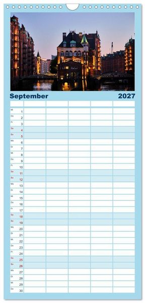 Produktbild: Familienplaner 2027 - Freie Hansestadt Hamburg mit 5 Spalten (Wandkalender, 21 x 45 cm) CALVENDO
