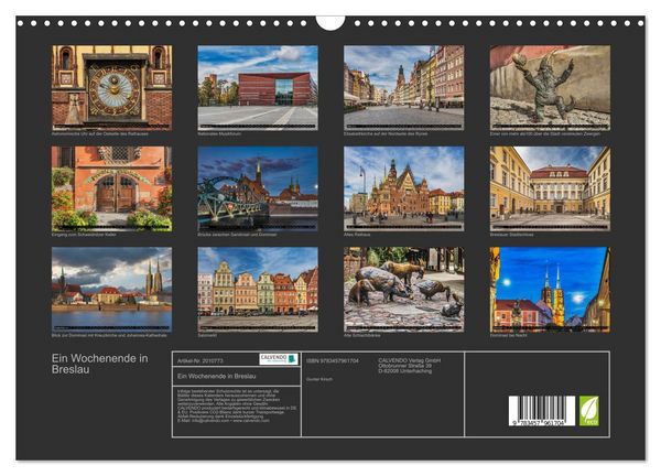 Produktbild: Ein Wochenende in Breslau (Wandkalender 2026 DIN A3 quer), CALVENDO Monatskalender