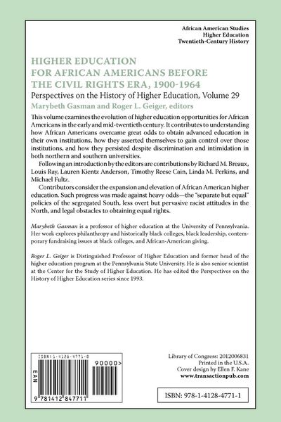 Produktbild: Higher Education for African Americans Before the Civil Rights Era, 1900-1964
