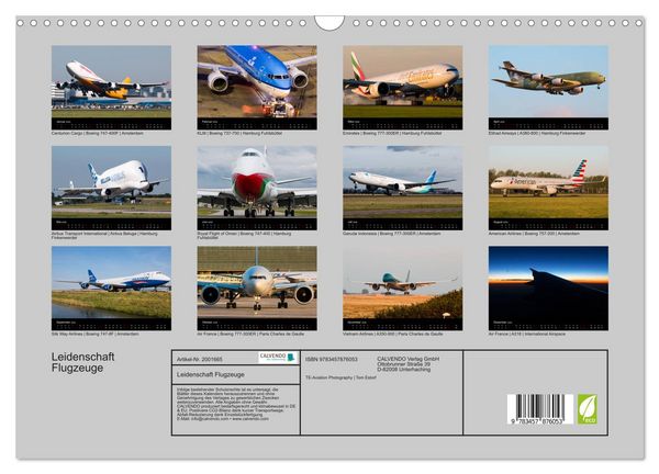 Produktbild: Leidenschaft Flugzeuge (Wandkalender 2026 DIN A3 quer), CALVENDO Monatskalender