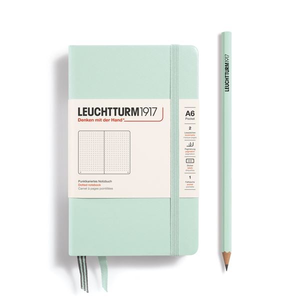 Produktbild: LEUCHTTURM1917 Notizbuch Pocket (A6), Hardcover, 187 nummerierte Seiten, Mint Green, Dotted