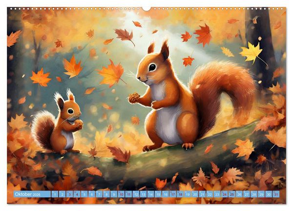 Produktbild: Der Eichh&ouml;rnchen-Kalender (hochwertiger Premium Wandkalender 2026 DIN A2 quer), Kunstdruck in Hochglanz