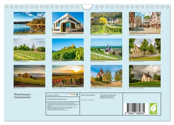 Produktbild: Rheinhessen-Impressionen (Wandkalender 2026 DIN A4 quer), CALVENDO Monatskalender