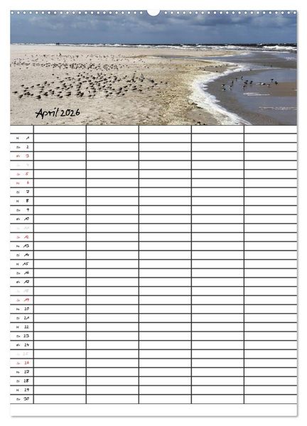 Produktbild: Urlaubsparadies Amrum / Familienplaner (hochwertiger Premium Wandkalender 2026 DIN A2 hoch), Kunstdruck in Hochglanz