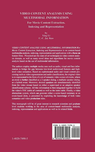 Produktbild: Video Content Analysis Using Multimodal Information
