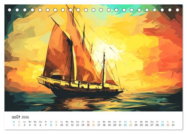Produktbild: Voiles au gr&eacute; du temps (Calendrier de bureau 2026 DIN A5 vertical), CALVENDO calendrier mensuel