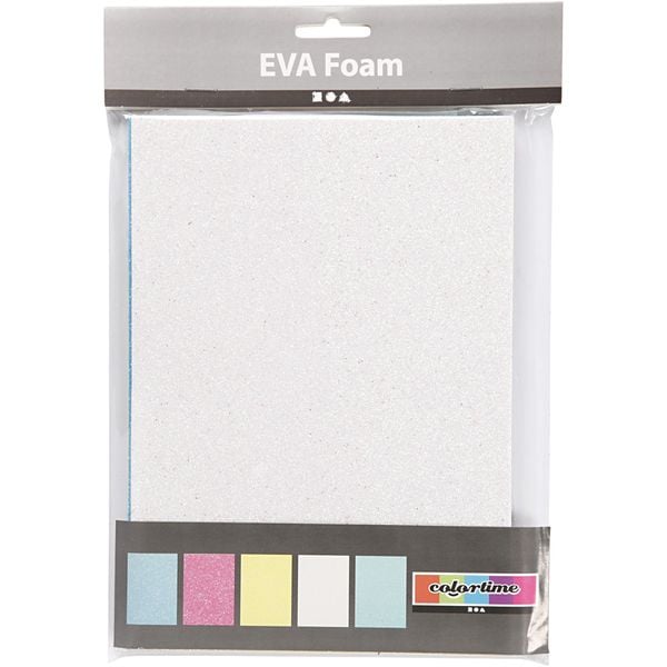Produktbild: Creativ Company Moosgummi-Bl&auml;tter, A5, 148x210 mm, Dicke 2 mm, Sortierte Farben, 5 Blatt