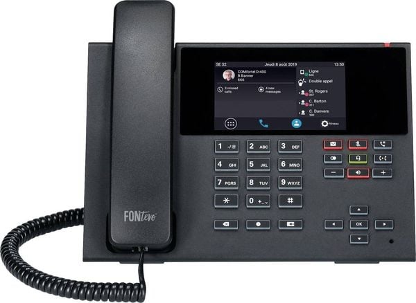 Auerswald COMfortel D-400 Schnurgebundenes Telefon, VoIP Anrufbeantworter, Freisprechen, PoE, Headsetanschluss Touch-Far