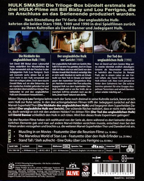 Produktbild: Der unglaubliche Hulk - Die komplette Spielfilm-Trilogie von 1988-1990 plus Extras [2 BRs]
