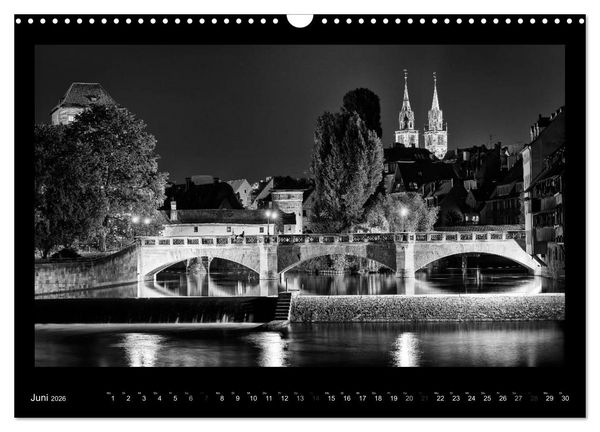 Produktbild: N&uuml;rnberg - Ansichten in schwarz und wei&szlig; (Wandkalender 2026 DIN A3 quer), CALVENDO Monatskalender