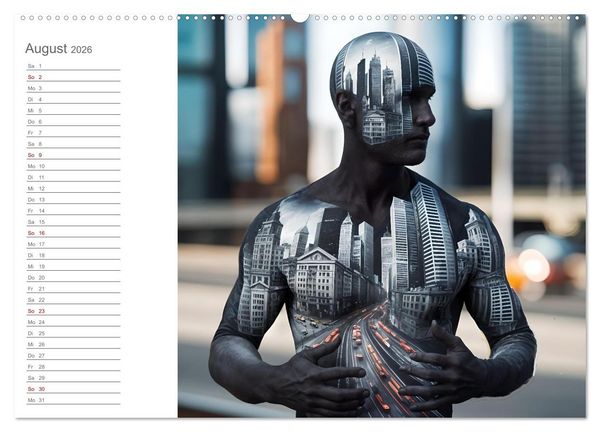 Produktbild: Tarnung und Illusion KI-Kunstvolle Verschmelzung von K&ouml;rper und Umgebung (Wandkalender 2026 DIN A2 quer), CALVENDO Monatskalender