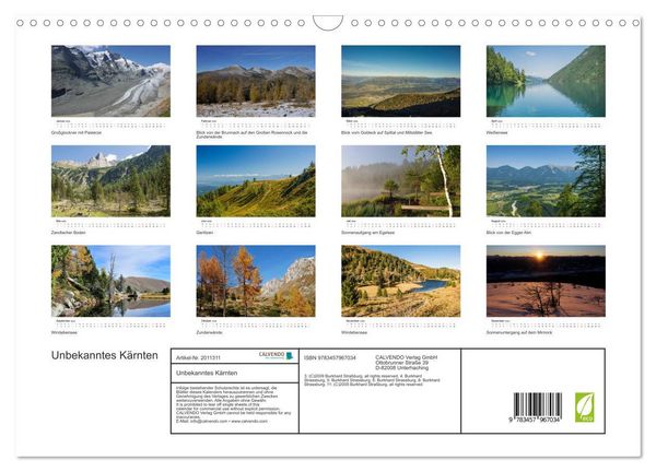 Produktbild: Unbekanntes K&auml;rnten (Wandkalender 2026 DIN A3 quer), CALVENDO Monatskalender