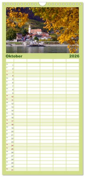 Produktbild: Familienplaner 2026 - &Ouml;sterreichs Donau mit 5 Spalten (Wandkalender, 21 x 45 cm) CALVENDO