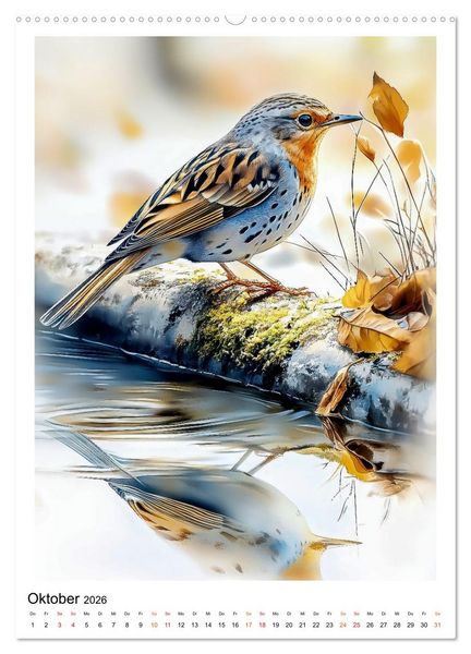 Produktbild: V&ouml;gel - gefiederte Freunde in unserem Garten (hochwertiger Premium Wandkalender 2026 DIN A2 hoch), Kunstdruck in Hochglanz