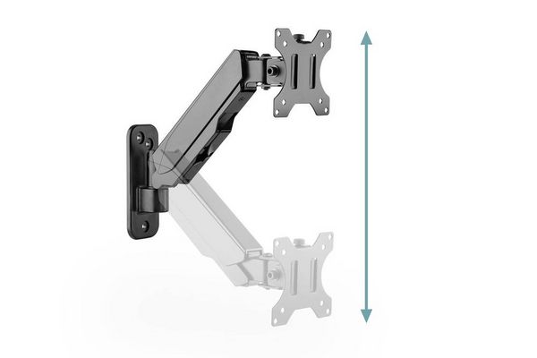 Produktbild: Digitus Monitor-Wandhalterung DA-90396 1 Display(s) 33,0 cm (13") - 81,3 cm (32") Schwarz, Schwarz (matt) Drehbar, H&ouml;henverstellbar, Neigbar