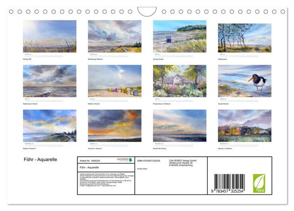 Produktbild: F&ouml;hr - Aquarelle (Wandkalender 2026 DIN A4 quer), CALVENDO Monatskalender