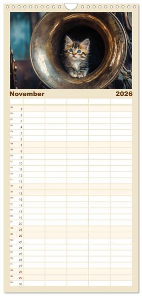 Produktbild: Familienplaner 2026 - Miau-sikalische Momente mit 5 Spalten (Wandkalender, 21 x 45 cm) CALVENDO