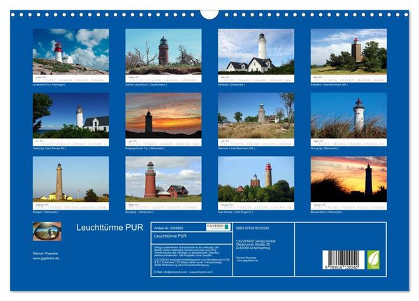 Produktbild: Leuchtt&uuml;rme PUR (Wandkalender 2026 DIN A3 quer), CALVENDO Monatskalender