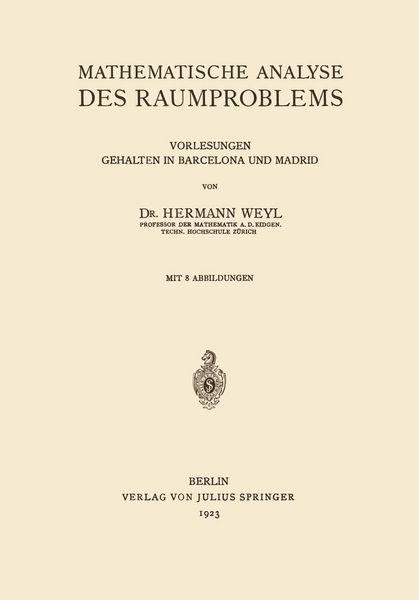 Produktbild: Mathematische Analyse des Raumproblems