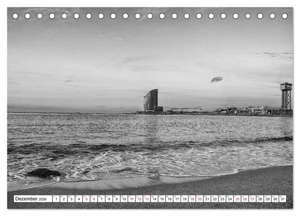 Produktbild: Barcelona Schwarz / Wei&szlig; Impressionen (Tischkalender 2026 DIN A5 quer), CALVENDO Monatskalender