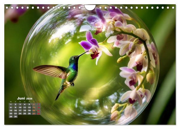Produktbild: Kolibri in der Glaskugel (Wandkalender 2026 DIN A4 quer), CALVENDO Monatskalender