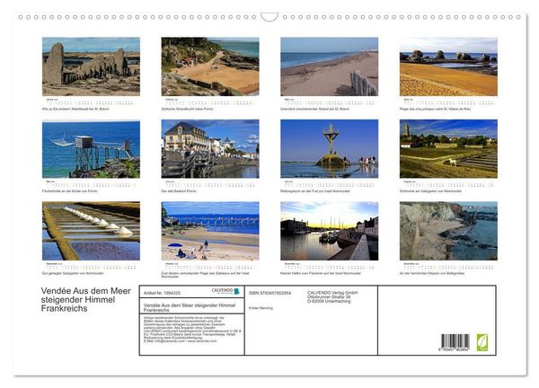 Produktbild: Vend&eacute;e Aus dem Meer steigender Himmel Frankreichs (Wandkalender 2026 DIN A2 quer), CALVENDO Monatskalender