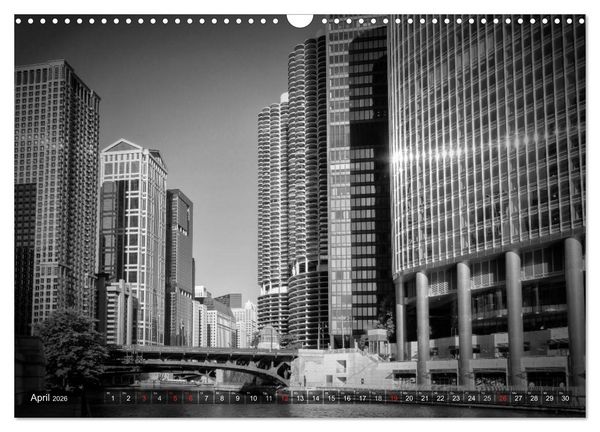 Produktbild: CHICAGO Monochrom (Wandkalender 2026 DIN A3 quer), CALVENDO Monatskalender