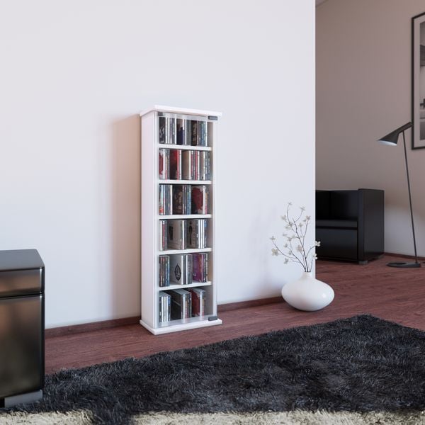 Produktbild: Holz CD DVD Stand Regal Schrank Classic Glast&uuml;r