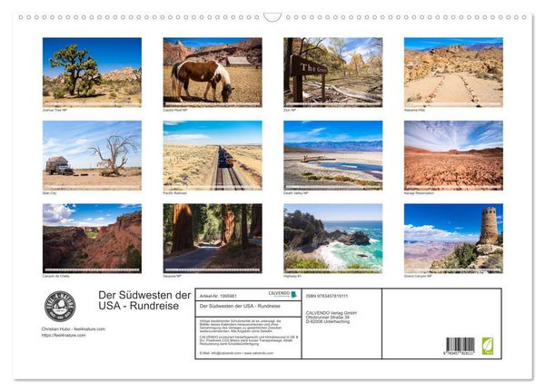Produktbild: Der S&uuml;dwesten der USA - Rundreise (Wandkalender 2026 DIN A2 quer), CALVENDO Monatskalender