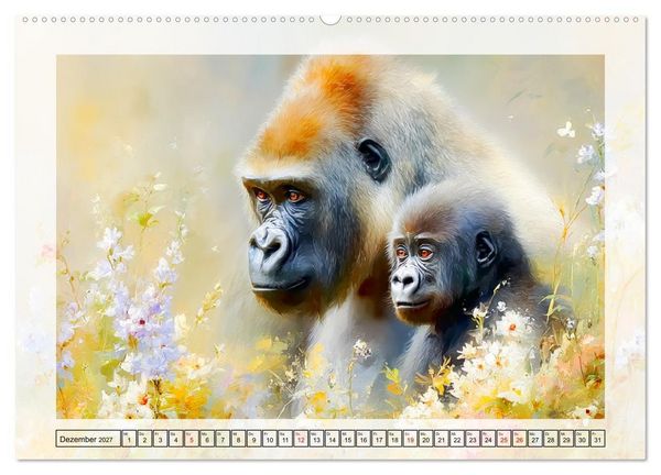 Produktbild: Gorillas. Wilde Kinderstube im Dschungel (hochwertiger Premium Wandkalender 2027 DIN A2 quer), Kunstdruck in Hochglanz