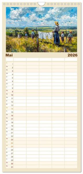 Produktbild: Familienplaner 2026 - Facetten des alten Landlebens mit 5 Spalten (Wandkalender, 21 x 45 cm) CALVENDO