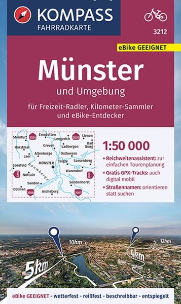 Produktbild: KOMPASS Fahrradkarte 3212 Münster und Umgebung mit Knotenpunkten 1:50.000