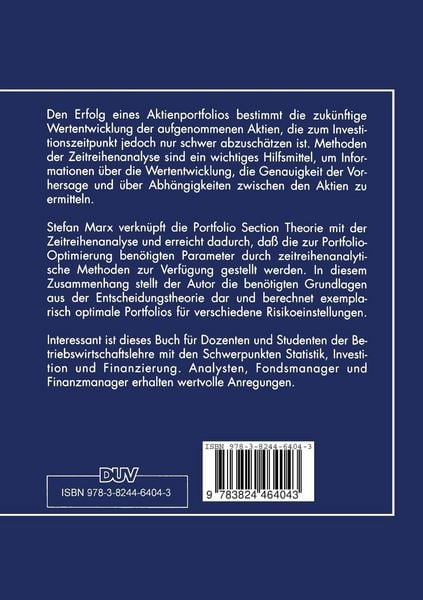 Produktbild: Aktienprognosen zur Portfolio-Optimierung
