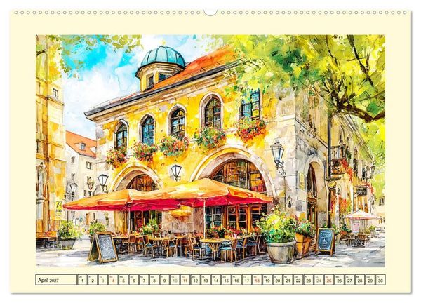 Produktbild: Gastgarten Idylle. Sommerliche Freude im Aquarellstil (Wandkalender 2027 DIN A2 quer), CALVENDO Monatskalender