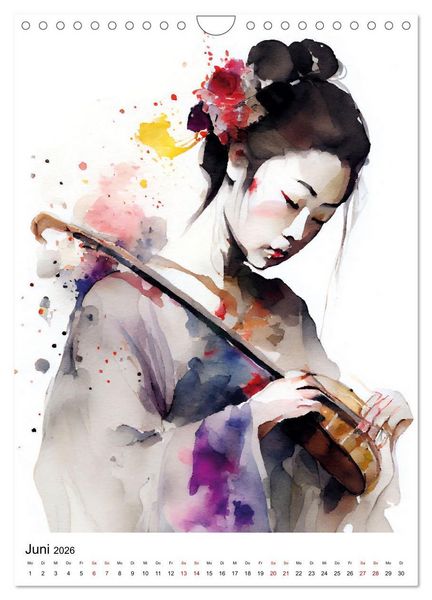 Produktbild: Geisha Aquarelle - Japanische Kulturdamen, Landschaft und Sakura (Wandkalender 2026 DIN A4 hoch), CALVENDO Monatskalender