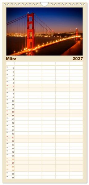Produktbild: Familienplaner 2027 - Faszination USA - Eine Reise durch Stadt und Natur mit 5 Spalten (Wandkalender, 21 x 45 cm) CALVENDO