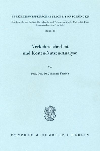 Produktbild: Verkehrssicherheit und Kosten-Nutzen-Analyse.
