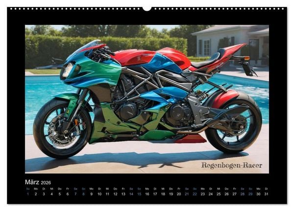Produktbild: Verr&uuml;ckte 2-Rad Fantasien einer KI (hochwertiger Premium Wandkalender 2026 DIN A2 quer), Kunstdruck in Hochglanz