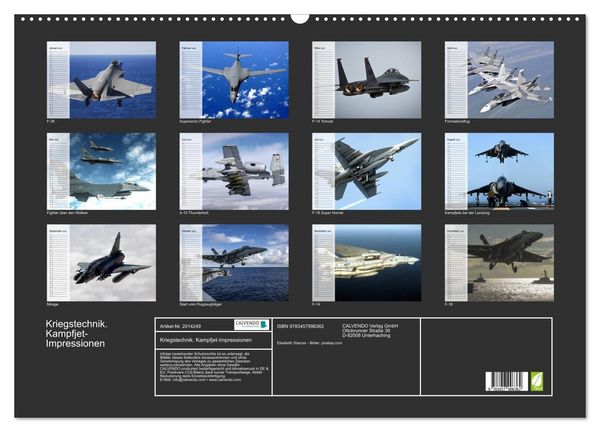 Produktbild: Kriegstechnik. Kampfjet-Impressionen (Wandkalender 2026 DIN A2 quer), CALVENDO Monatskalender