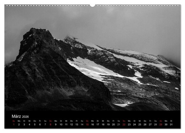 Produktbild: BERGE IN SCHWARZ WEISS (Wandkalender 2026 DIN A2 quer), CALVENDO Monatskalender