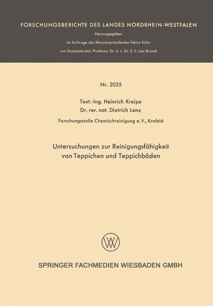 Produktbild: Untersuchungen zur Reinigungsf&auml;higkeit von Teppichen und Teppichb&ouml;den