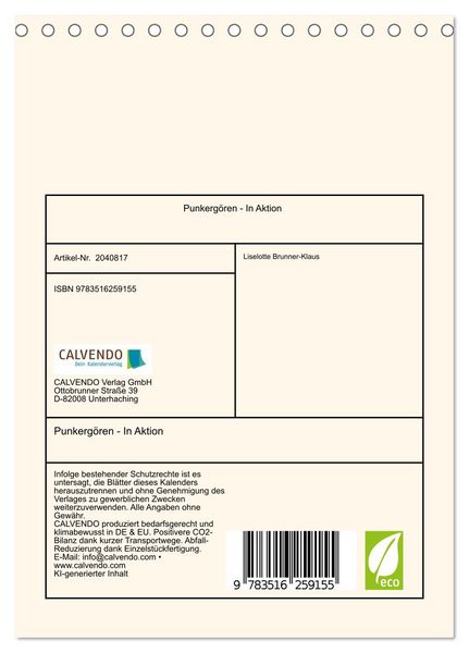 Produktbild: Punkerg&ouml;ren - In Aktion (Tischkalender 2026 DIN A5 hoch), CALVENDO Monatskalender