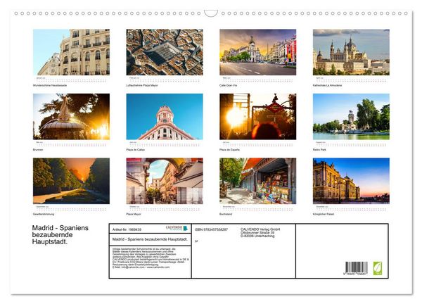 Produktbild: Madrid - Spaniens bezaubernde Hauptstadt. (Wandkalender 2026 DIN A2 quer), CALVENDO Monatskalender