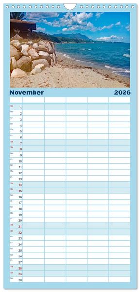 Produktbild: Familienplaner 2026 - Korsika - Farben einer wilden Sch&ouml;nheit mit 5 Spalten (Wandkalender, 21 x 45 cm) CALVENDO