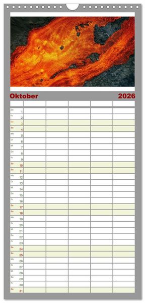 Produktbild: Familienplaner 2026 - Vulkane - Beeindruckende Feuerberge mit 5 Spalten (Wandkalender, 21 x 45 cm) CALVENDO