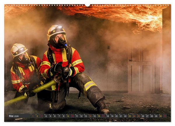 Produktbild: Im Bann der Rettung - Feuerwehr (Wandkalender 2026 DIN A2 quer), CALVENDO Monatskalender