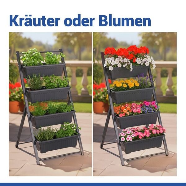 Produktbild: Vertikales Hochbeet, 4 Etagen, f&uuml;r Balkon, Terrasse oder Wintergarten